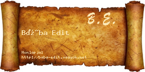 Bába Edit névjegykártya